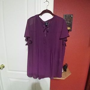 Pleated Chiffon Tie Front Top